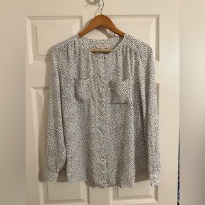 NWT LOFT button down black and white blouse